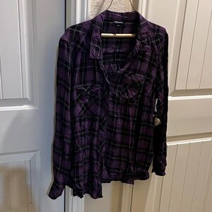 Torrid Purple and Black Plaid Shirt